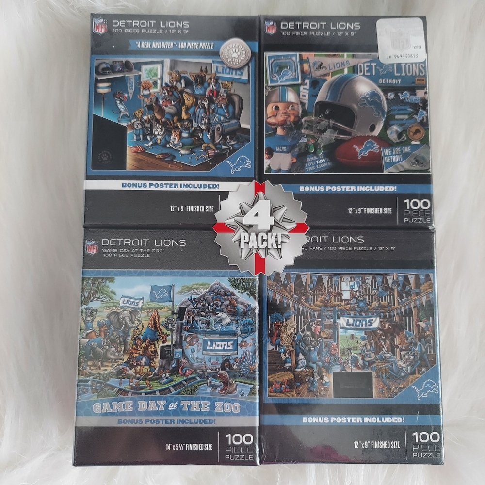 NFL Detroit Lions 4pk. 100 piece puzzle set